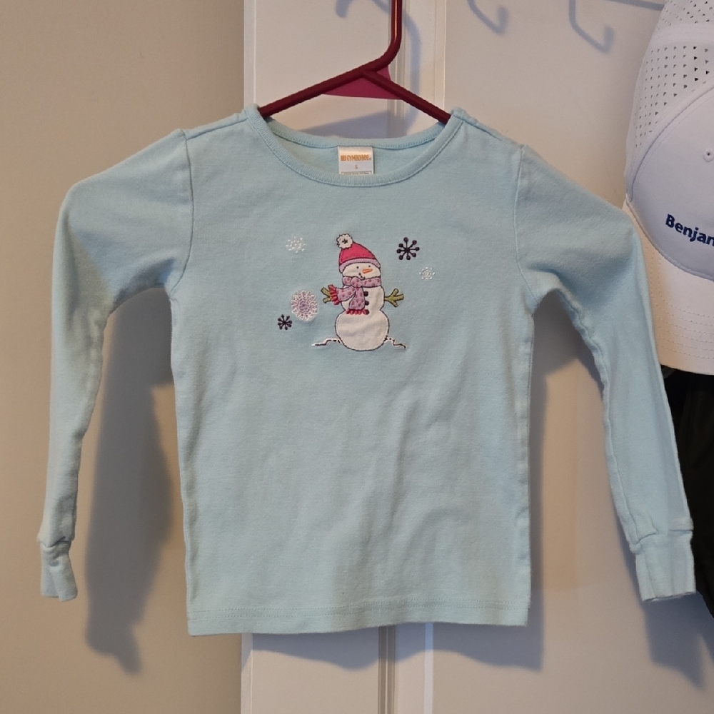 Kids Light Blue Snowman Shirt